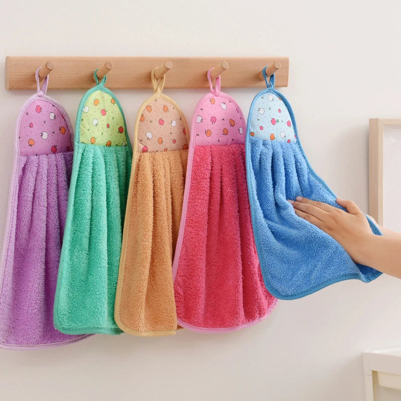 4pcs Hand Towels for Kitchen Bathroom Coral Velvet Microfiber Soft Quick Dry Absorbent Cleaning Cloths Home Sauna Terry Towel