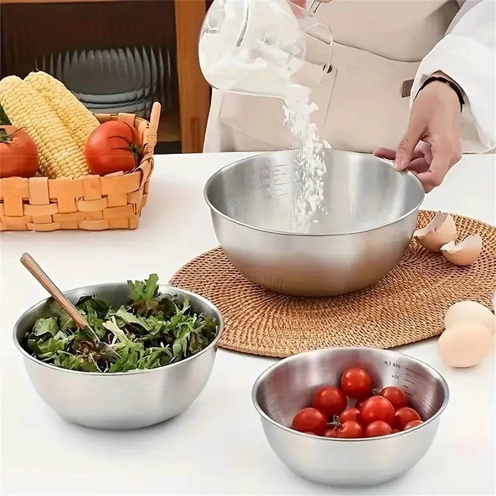 1-3 Stainless Steel Bowl Set  for Cooking Baking Food Storage Large Capacity Mixing Bowls for Home Kitchen Essentials